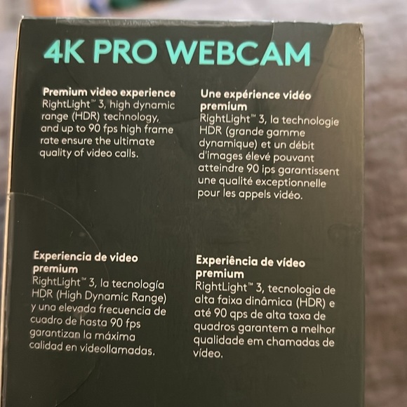 Logitech Ultra HD 4K Pro Webcam Rightlight 3 HDR for Windows Mac or Chrome OS - Picture 2 of 4